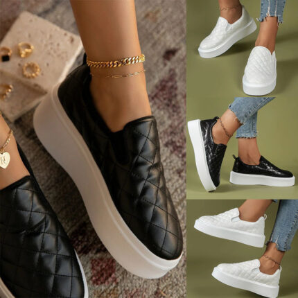 Flat Shoes Women Platform Leather Shoes