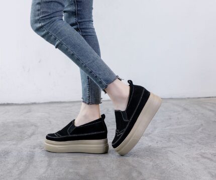 Leather All match Black Casual Shoes